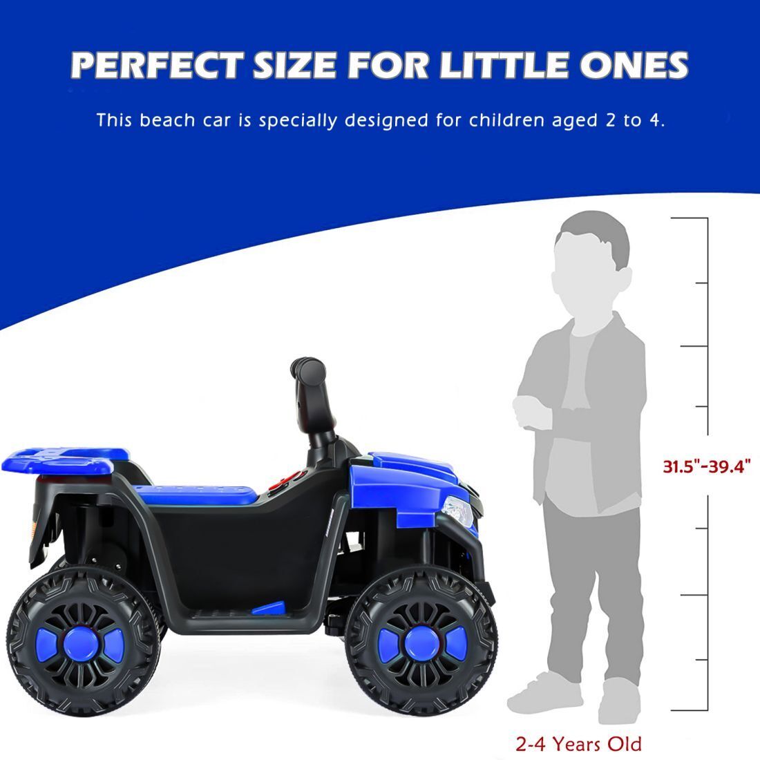 Electric 4-Wheel Beach Buggy for Kids with Forward/Reverse Switch - 6V ATV