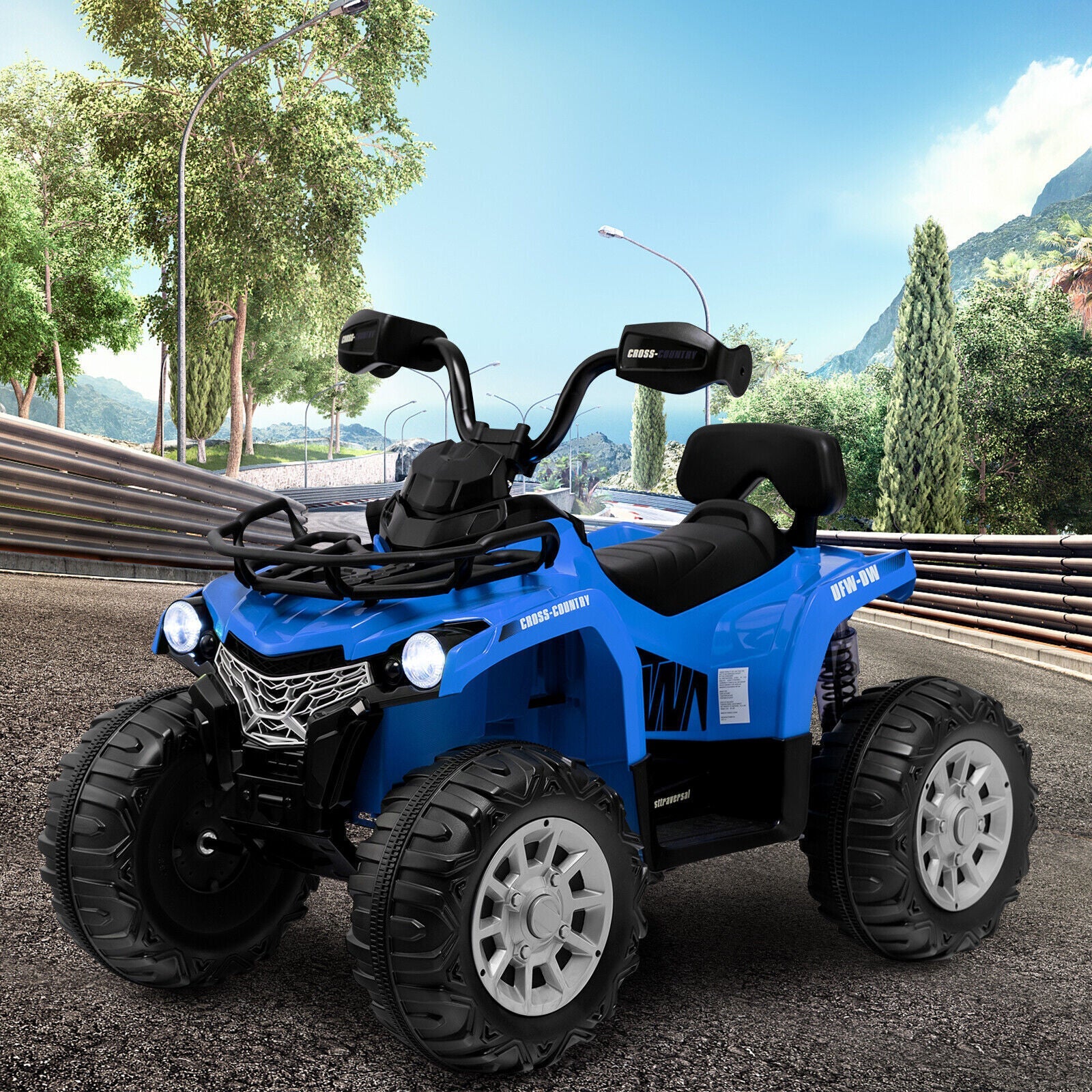 Electric 4-Wheeler ATV Quad for Kids with 2 Speeds, MP3 Player, and LED Lights