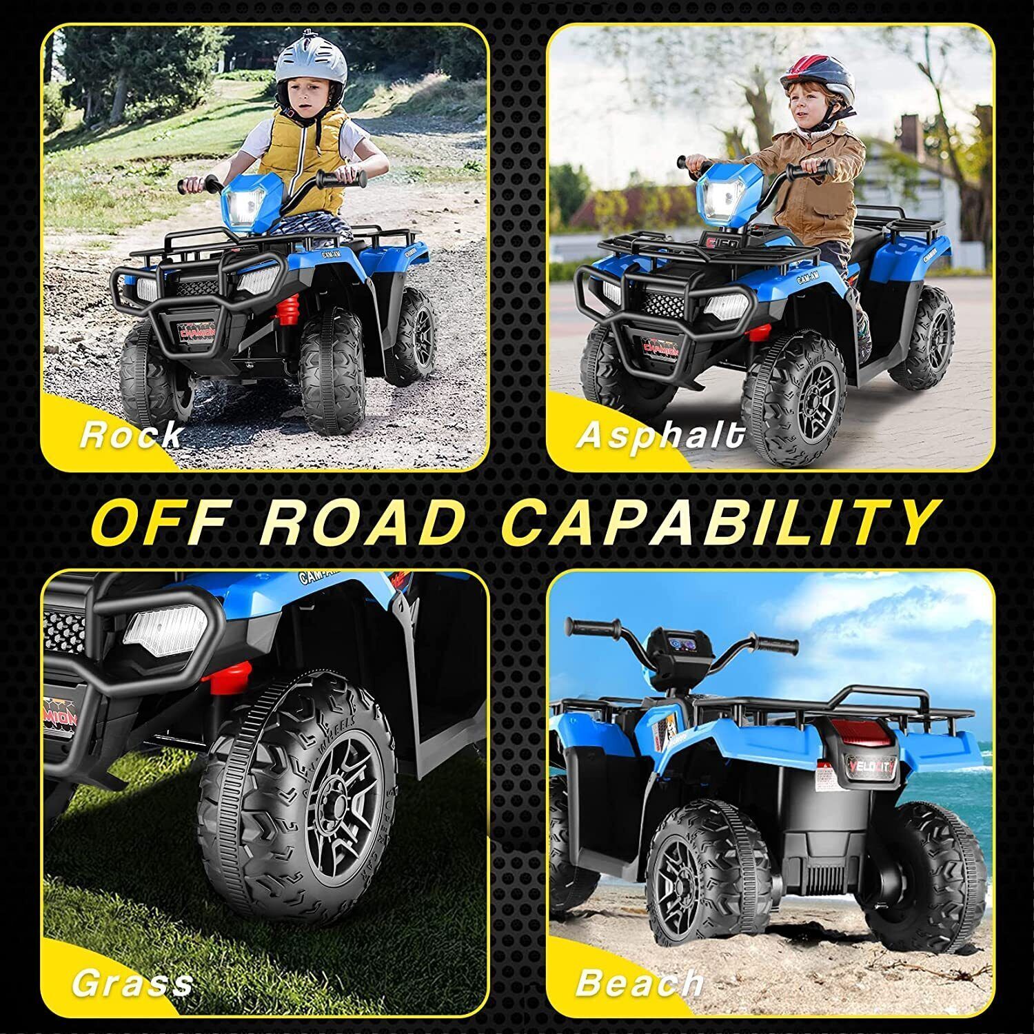 Electric 4-Wheeler ATV Quad for Kids with LED Lights - 12V Ride-On Car Toy