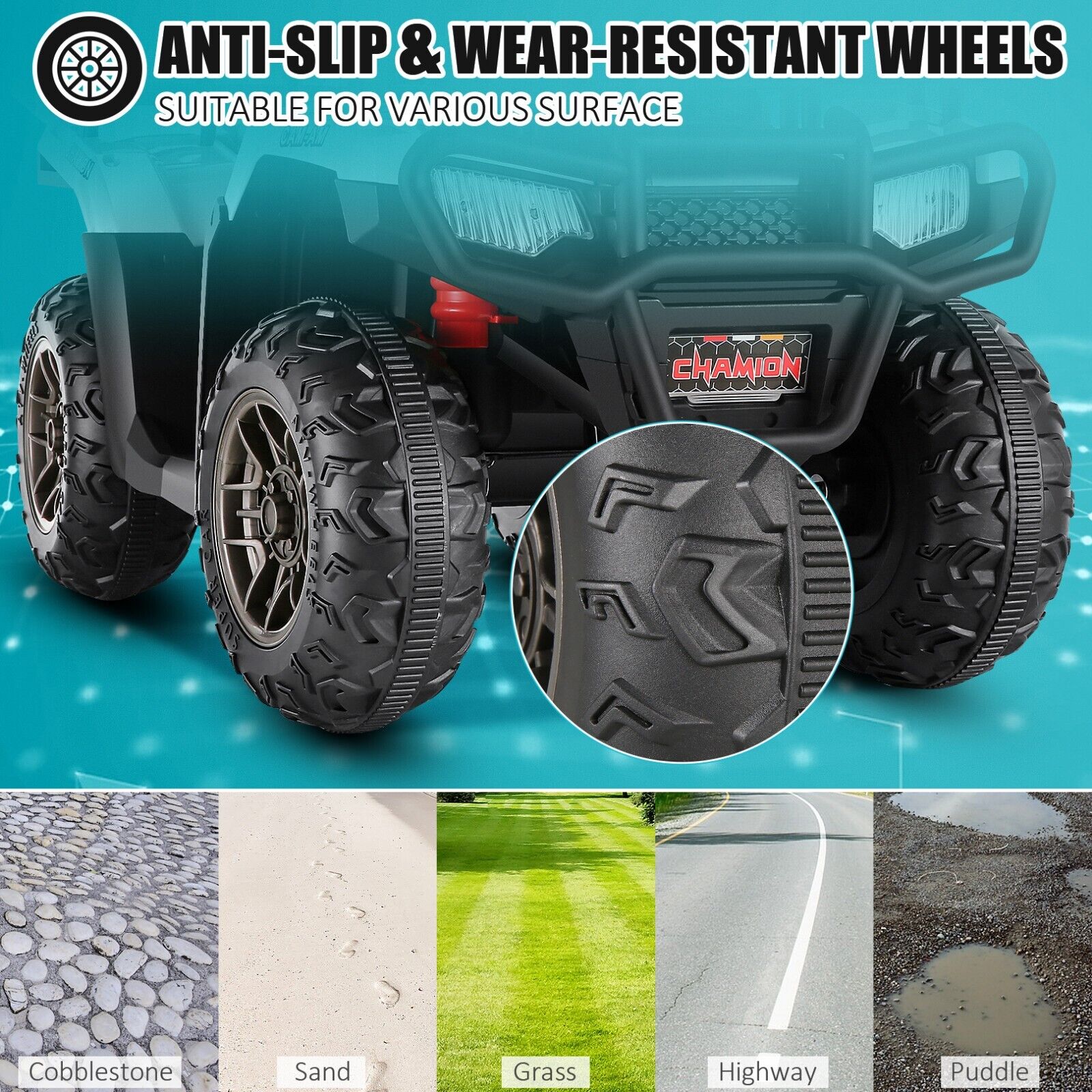 Electric 4-Wheeler ATV Quad for Kids with LED Lights, USB and MP3 Player - Suitable for Girls and Boys Aged 3-8 Years