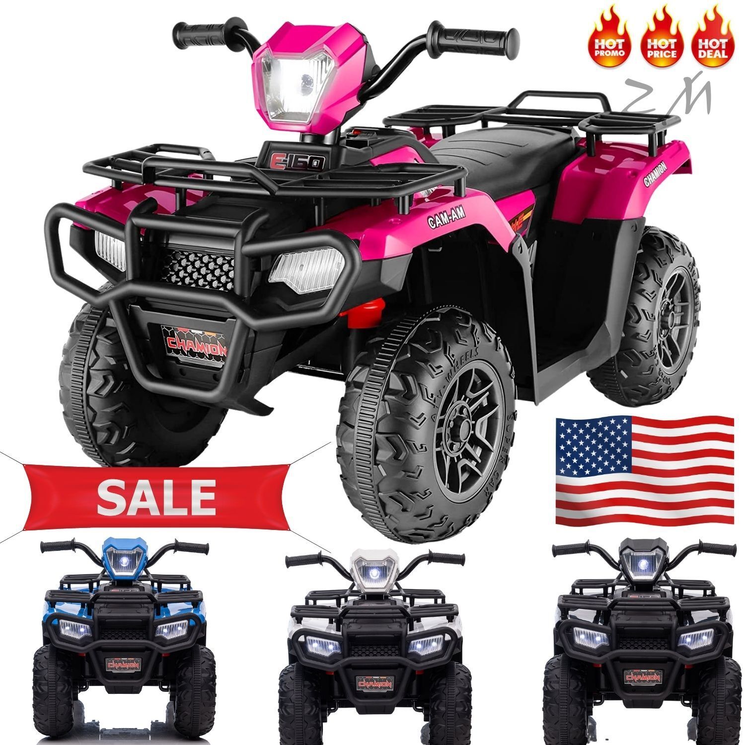 Electric 4-Wheeler ATV Quad Ride-On Car for Kids with LED Lights and MP3 Player - Perfect Gift for Boys and Girls (12V)