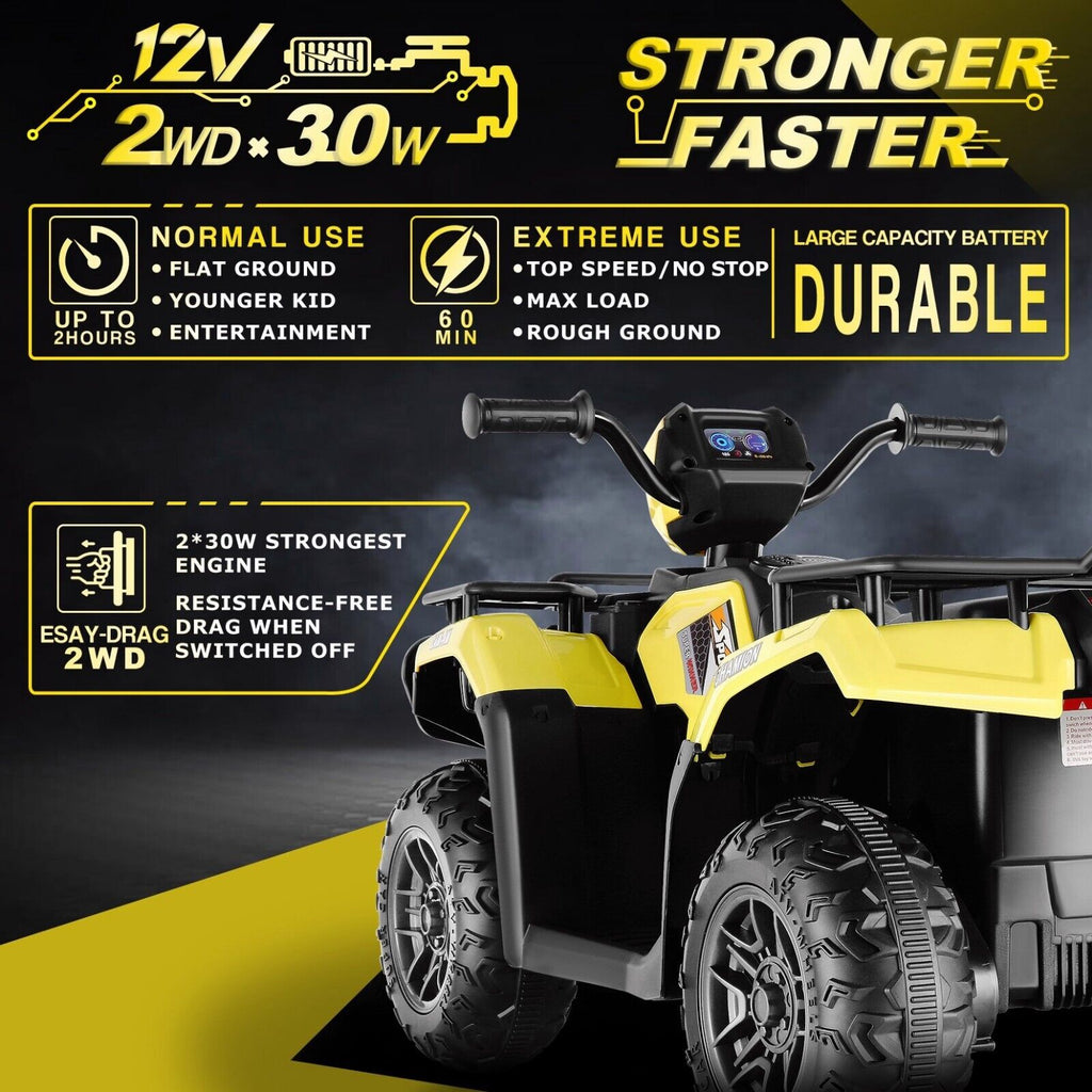 12V Kids Electric ATV Quad with LED, MP3, and USB - Fun 4-Wheeler Car Toy