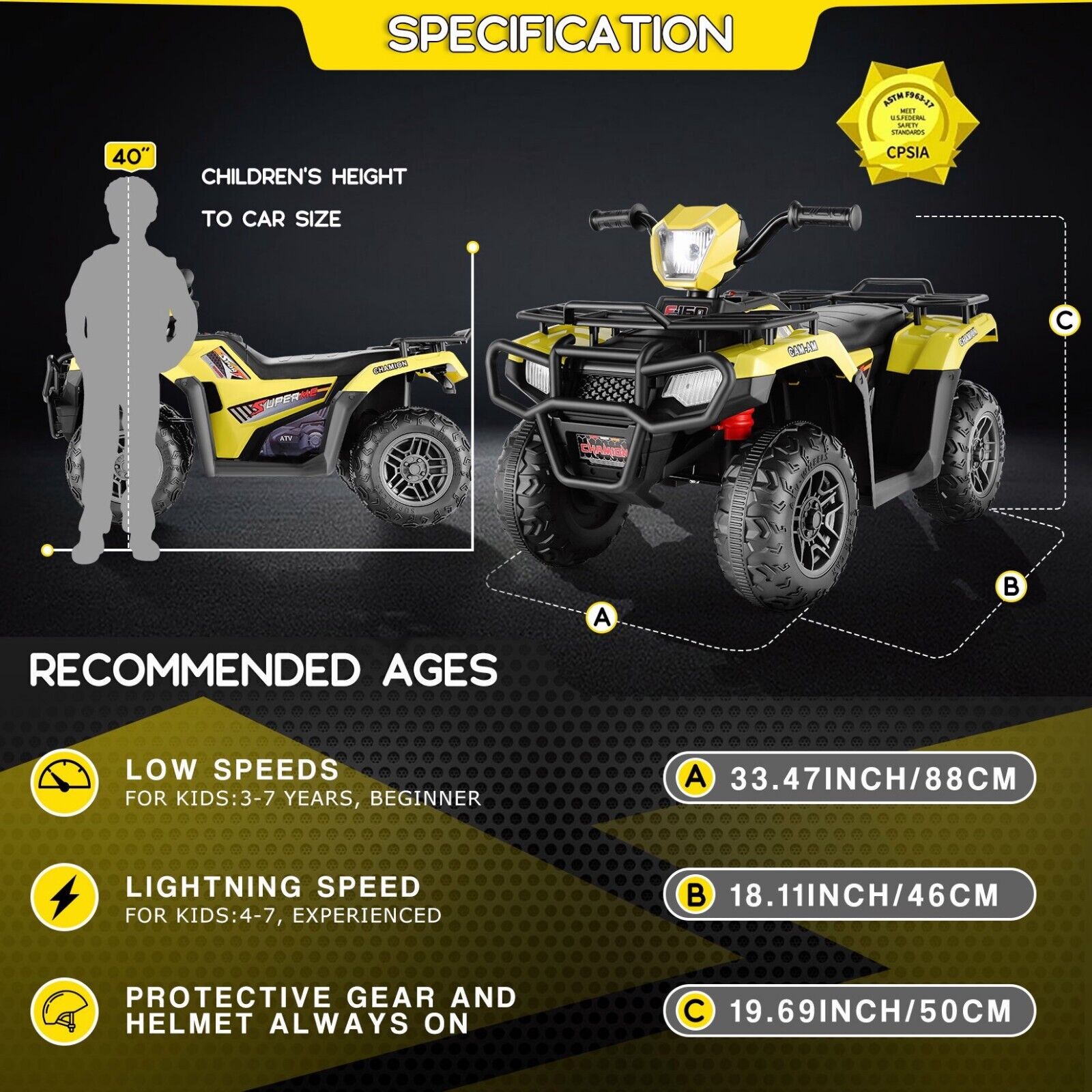 Electric 4-Wheeler ATV for Kids with AUX and USB Ports - 12V Ride-On Quad Car