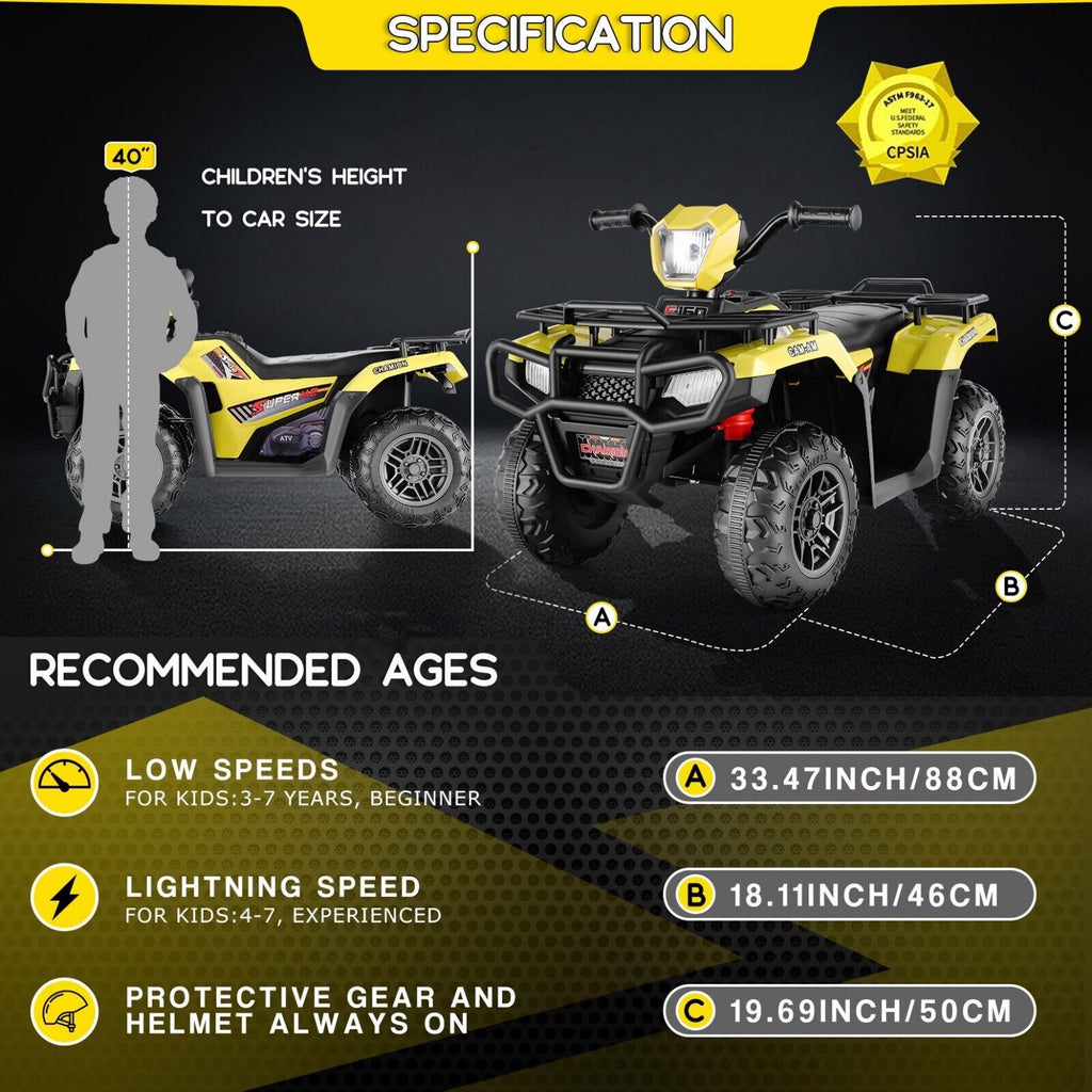 Electric 4-Wheeler Kids Ride-On Car with 12V Battery