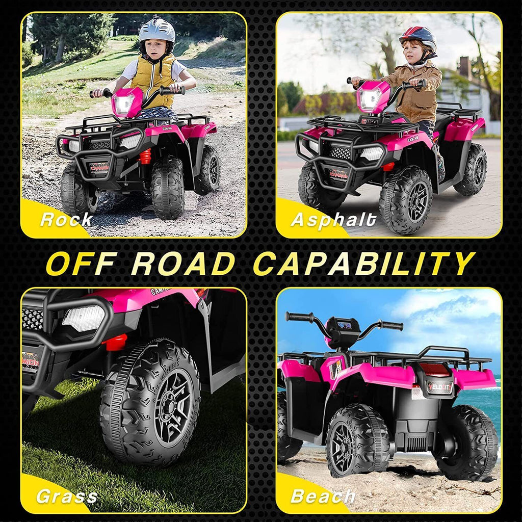 Electric 4-Wheeler Quad Car for Kids with MP3 & USB - 12V Battery Powered