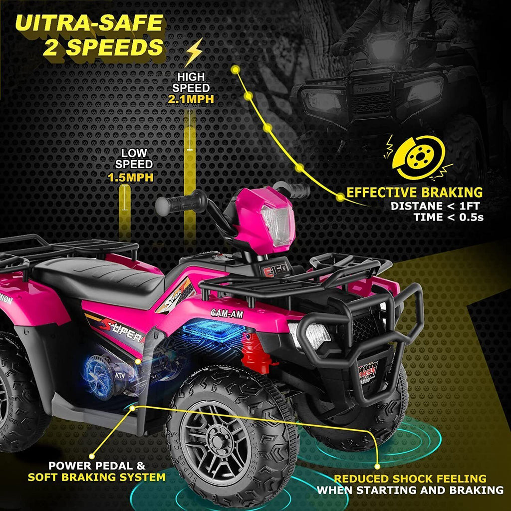 Electric 4-Wheeler ATV Quad for Kids with LED Lights, USB and AUX Port