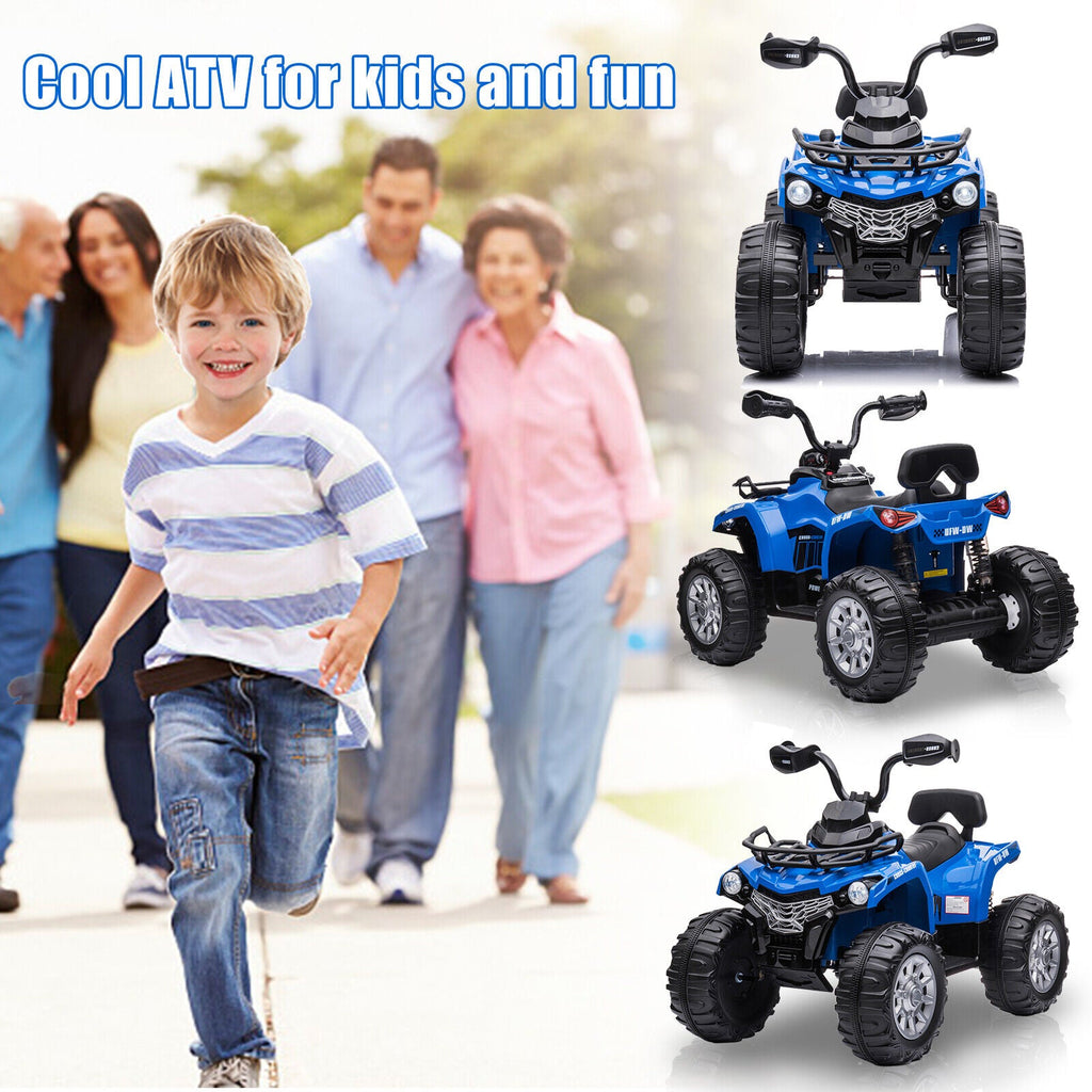 Electric 4-Wheeler Quad for Kids with Music and LED Lights - 12V Blue ATV Ride On