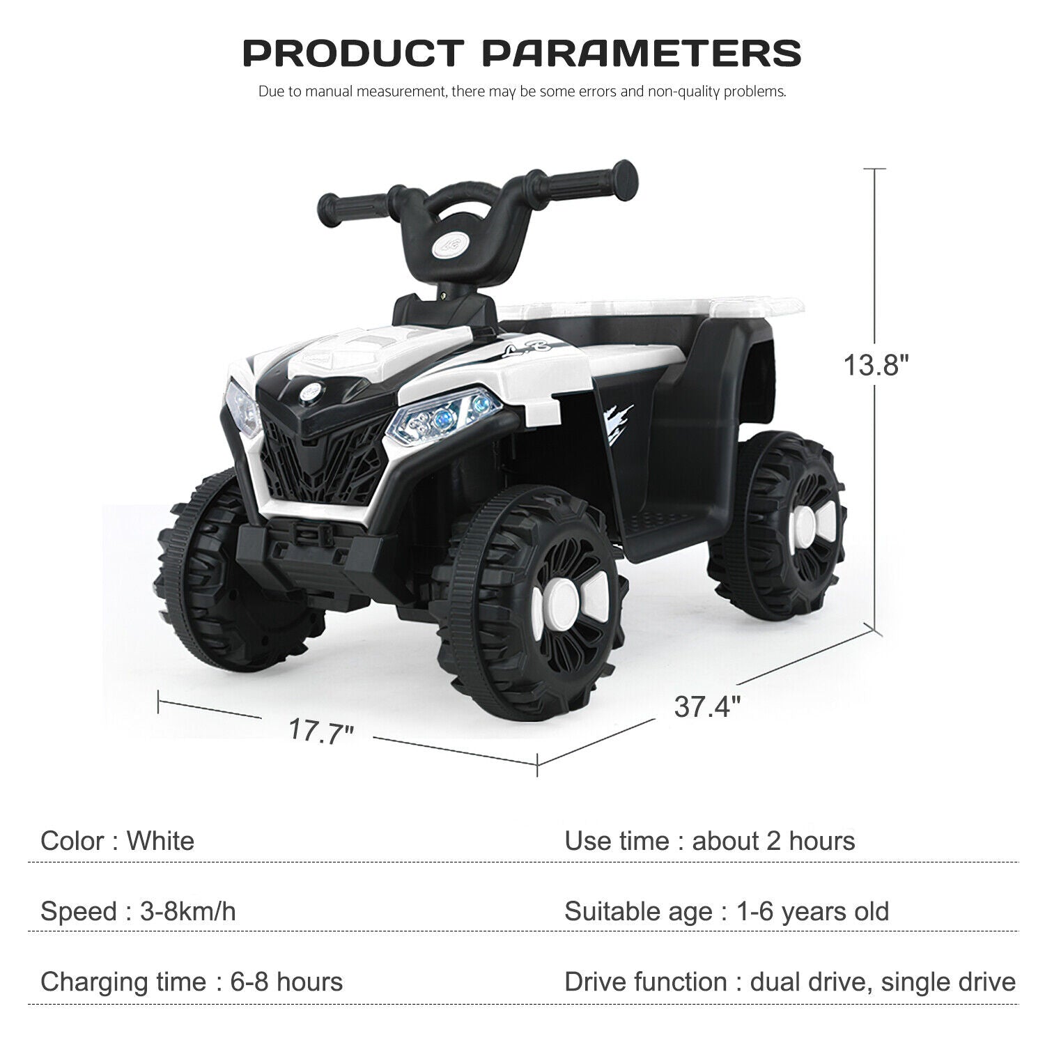 Electric 6V ATV 4-Wheeled Beach Ride-On Car for Kids - Battery Powered Toy for Christmas Gift