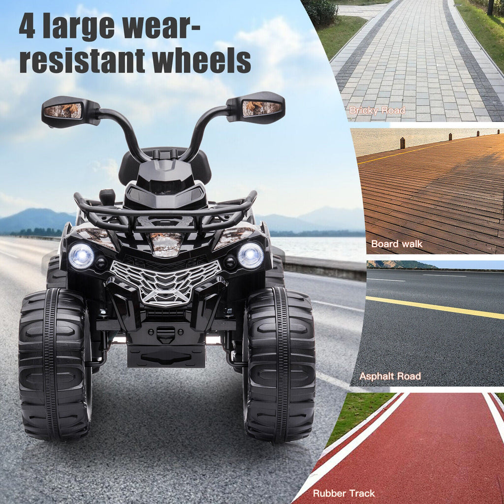 12V Kids Ride On Quad ATV with LED Headlights - Battery Powered Toy for Hours of Fun!