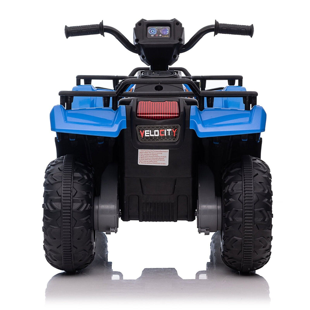 Electric 4-Wheeler Quad for Kids with MP3 & Headlights - 2 Speeds, 12V, Blue