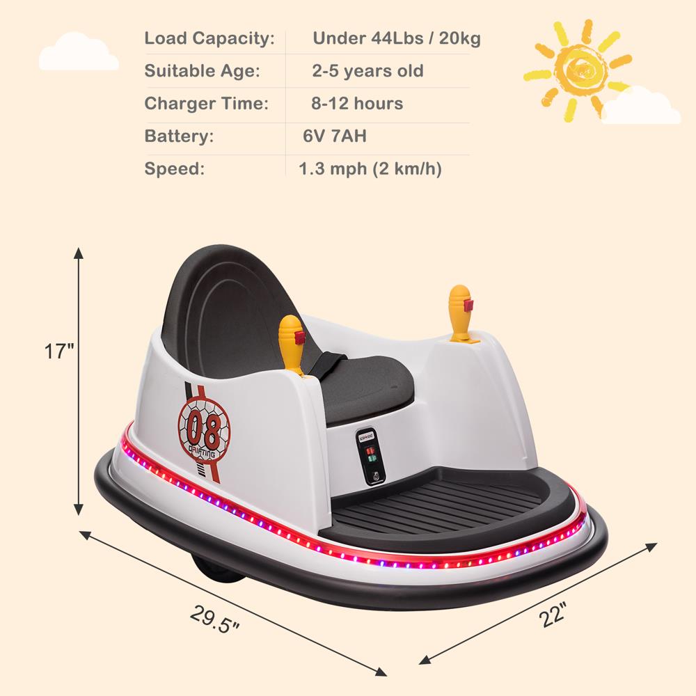 Electric Bumper Car for Kids & Toddlers with Remote Control and LED Lights