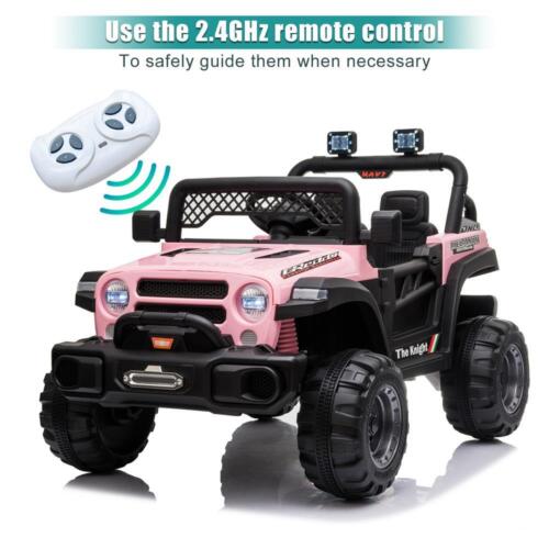Electric Car with Adjustable Seat Belt and Rechargeable 12V Battery in Pink, with 3 Speed Options