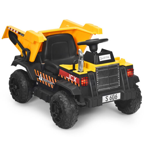 Electric Dump Truck RC Construction Tractor for Kids - 12V Battery Powered with Functional Bucket