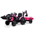 Electric Ride-On Tractor with Excavator, Bulldozer, and Trailer for Kids (24V)