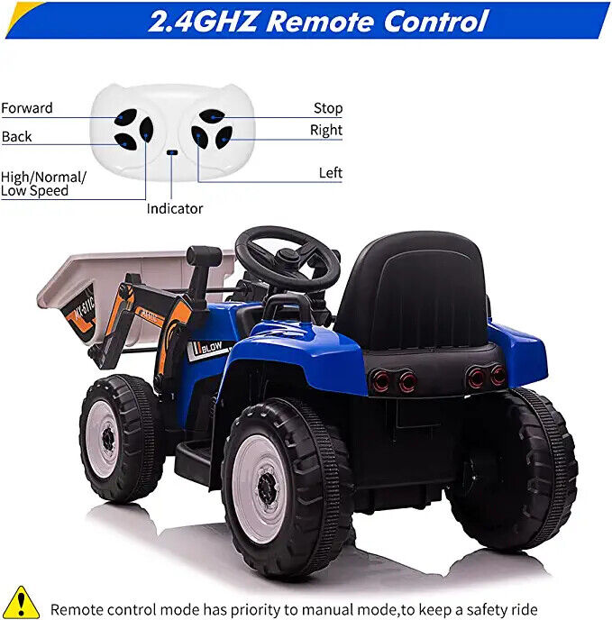12V Battery-Powered Kids Excavator Ride-On Toy with Music and Headlights - Perfect Xmas Gift!