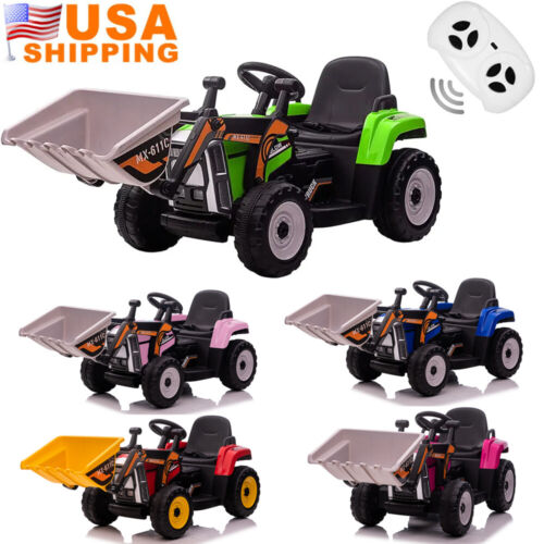 Electric Ride-On Excavator Tractor for Kids with Battery-Powered Digger and LED Lights