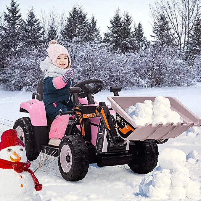 Electric Excavator Toy Vehicle for Kids with 12V Battery and 7-LED Headlights - Perfect Gift for Young Builders!