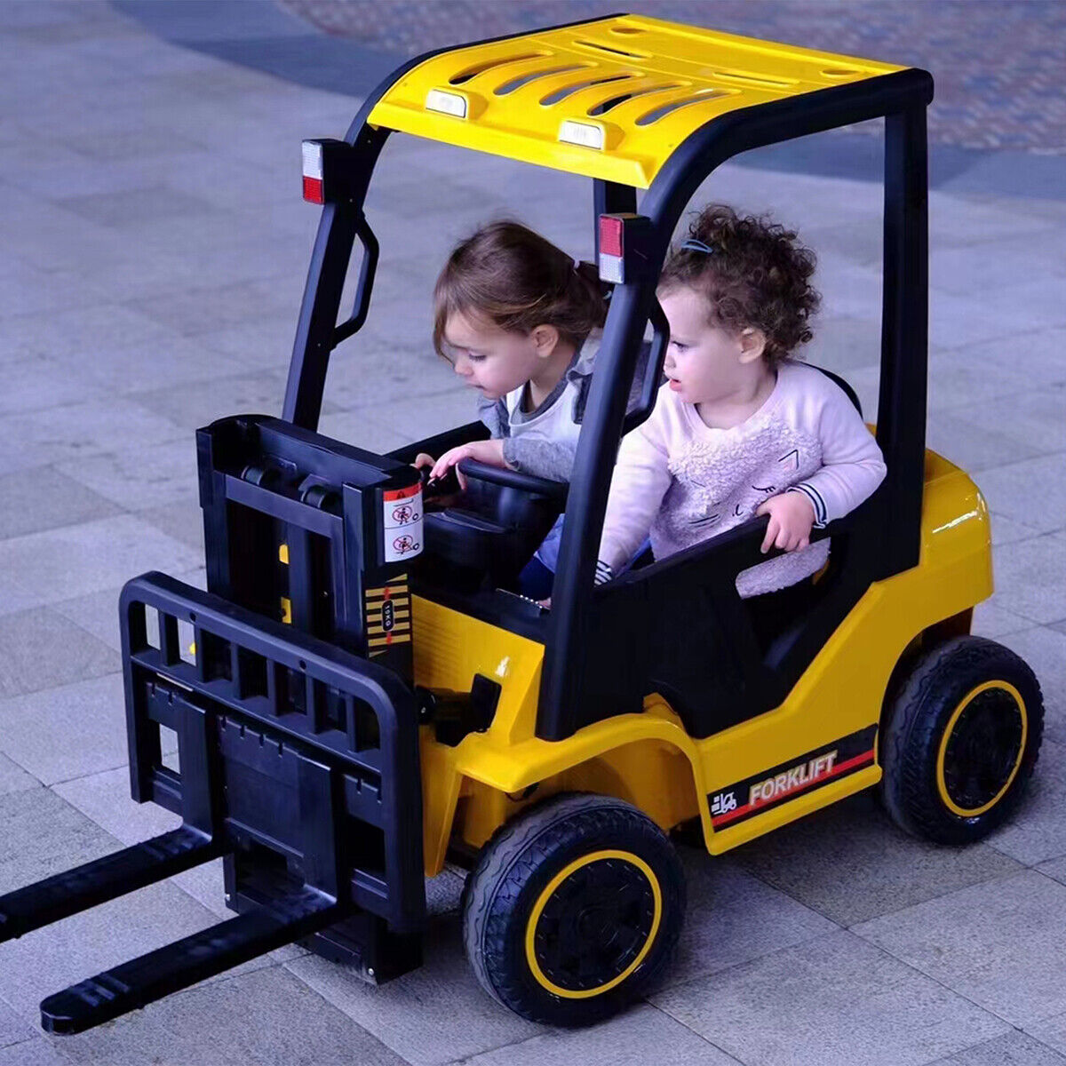 Electric Ride-On Car for Kids with Remote Control and Lifting Forklift Frame