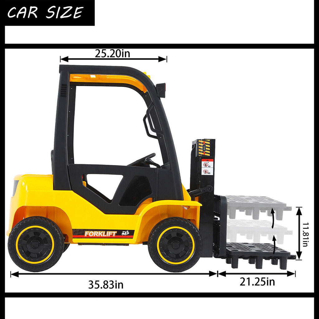 Electric Ride-On Car for Kids with Remote Control and Lifting Forklift Frame