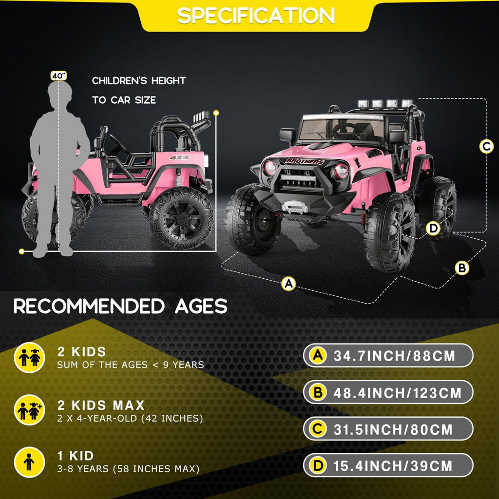 400W Electric 2 Seater Ride-On Truck for Kids with Remote Control and MP3 Player