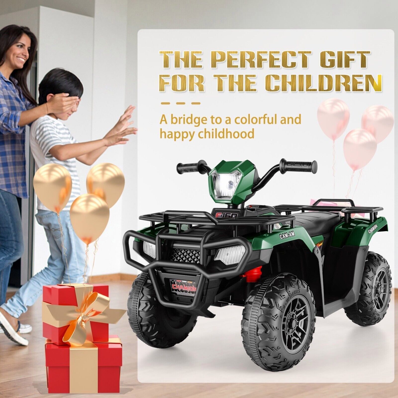Electric Kids 4-Wheeler ATV Quad Ride On Car with LED Light and Music