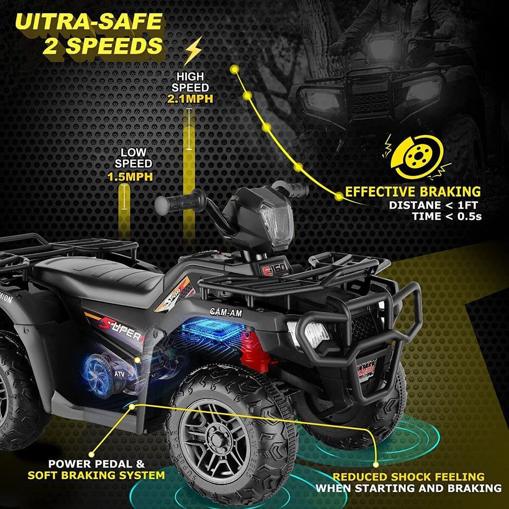Electric Kids ATV 4-Wheeler with LED Lights and Music - 12V Battery Powered