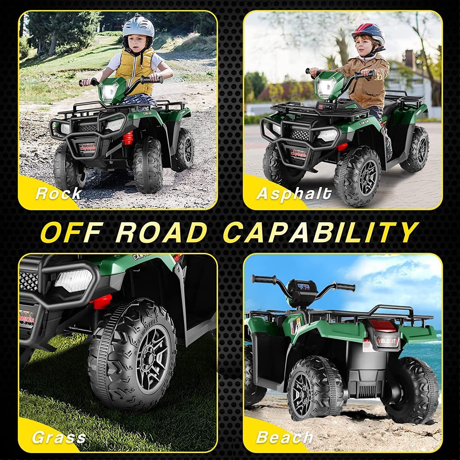 Electric Kids ATV 4-Wheeler with LED Lights and Music - 12V Battery Powered