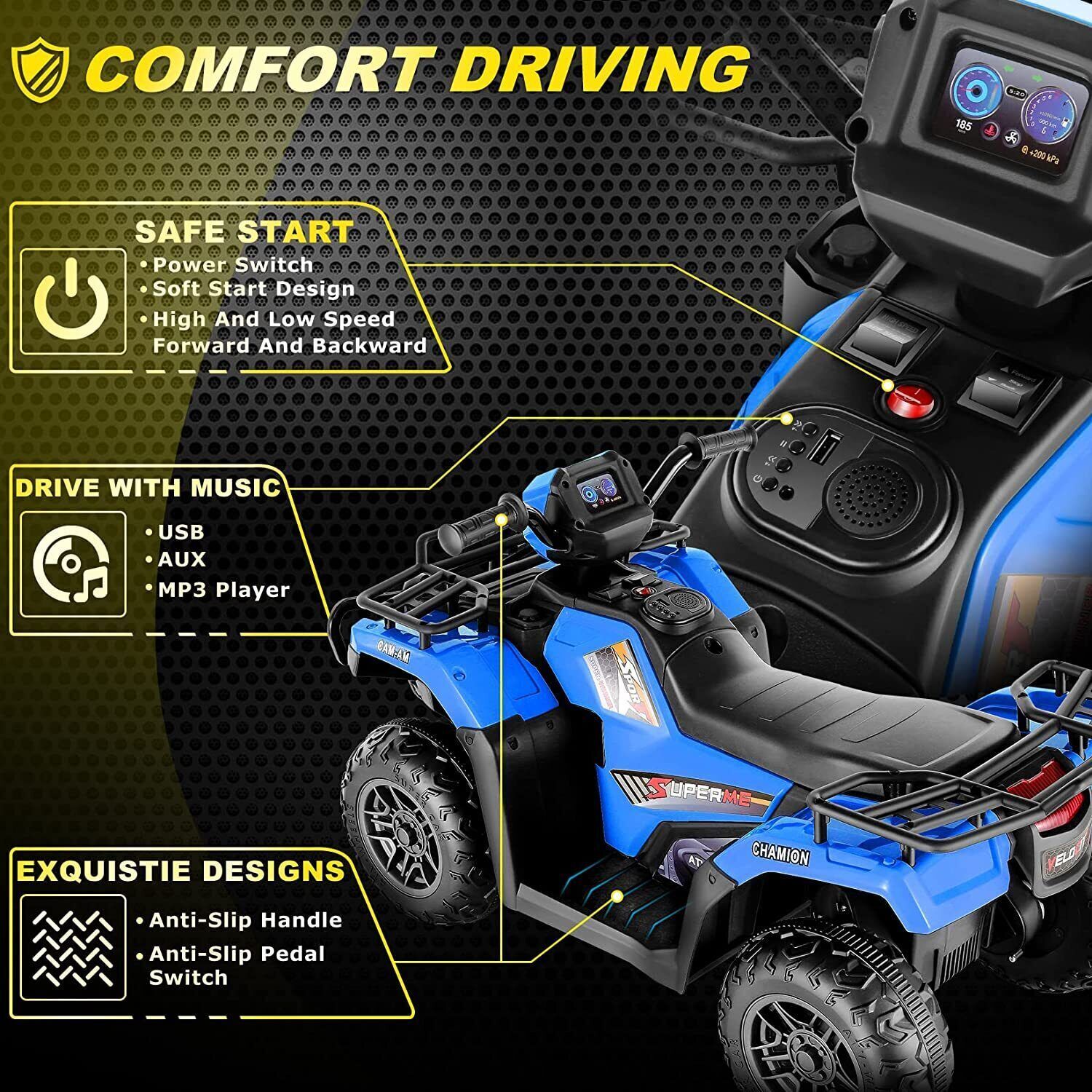 Electric Kids ATV 4-Wheeler with LED Lights and Music