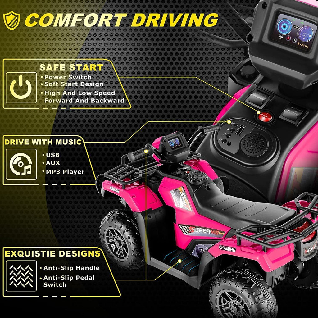 Electric Kids ATV 4-Wheeler with LED Lights and Music