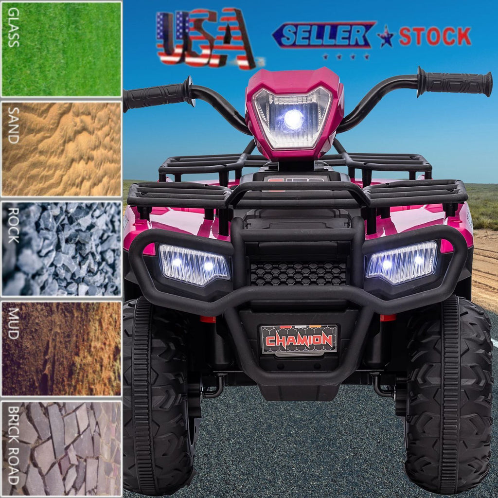 Electric 4-Wheeler ATV Quad for Kids with LED Lights, MP3 Player, and USB Port