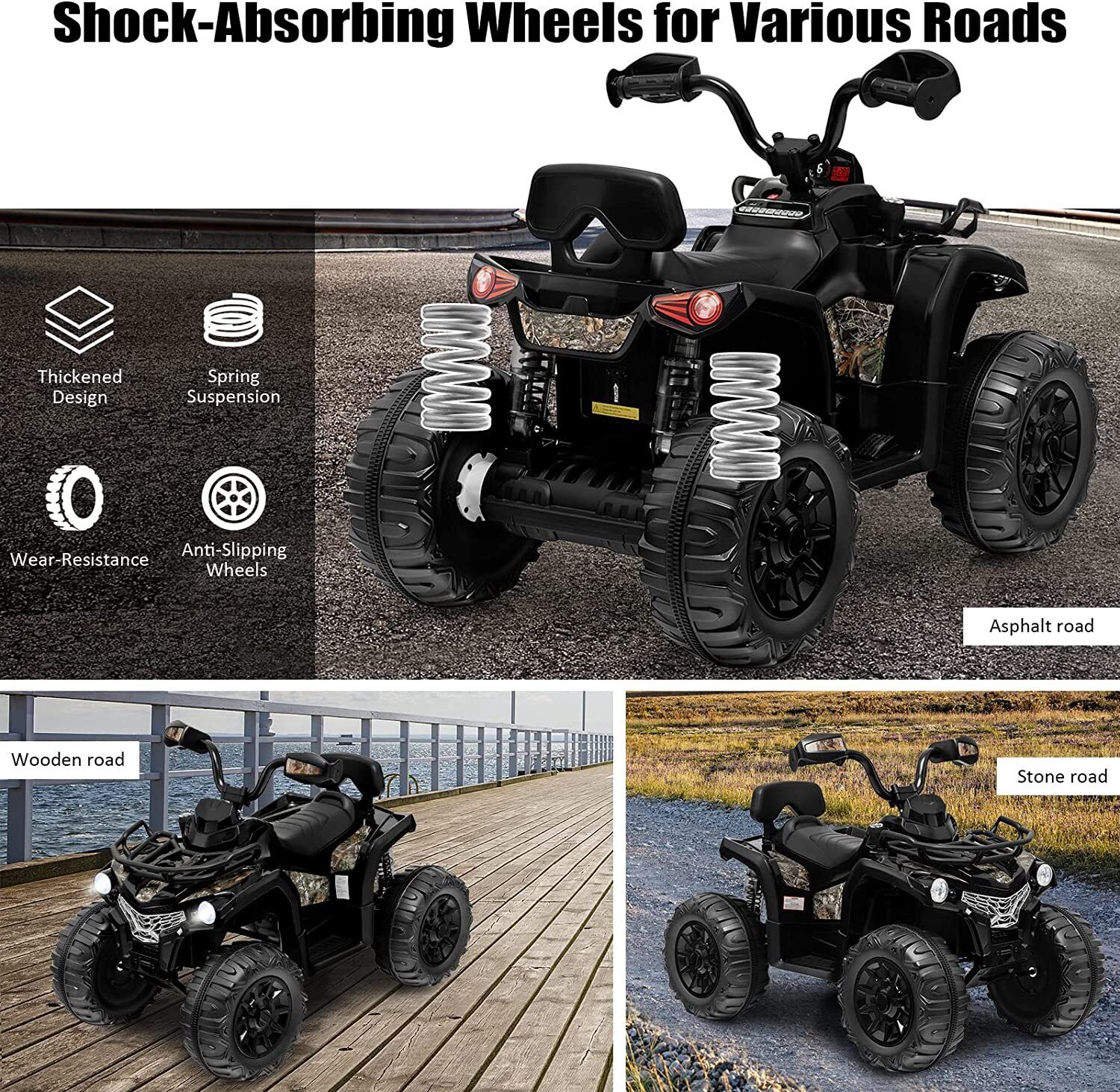 Electric Kids Ride on Beach ATV Truck with Music and Lights - 12V Rechargeable Toy