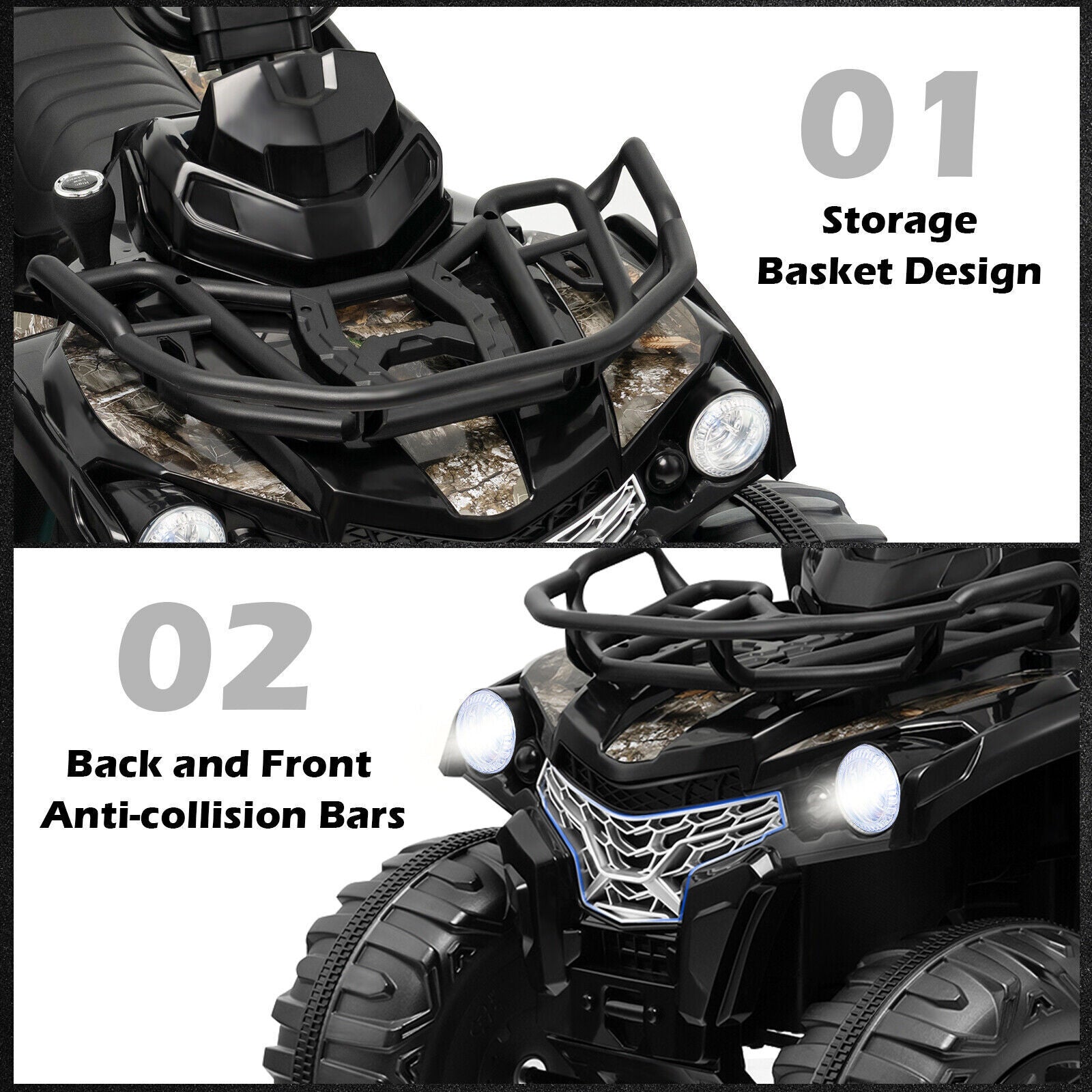 Electric Kids Ride on Beach ATV Truck with Music and Lights - 12V Rechargeable Toy