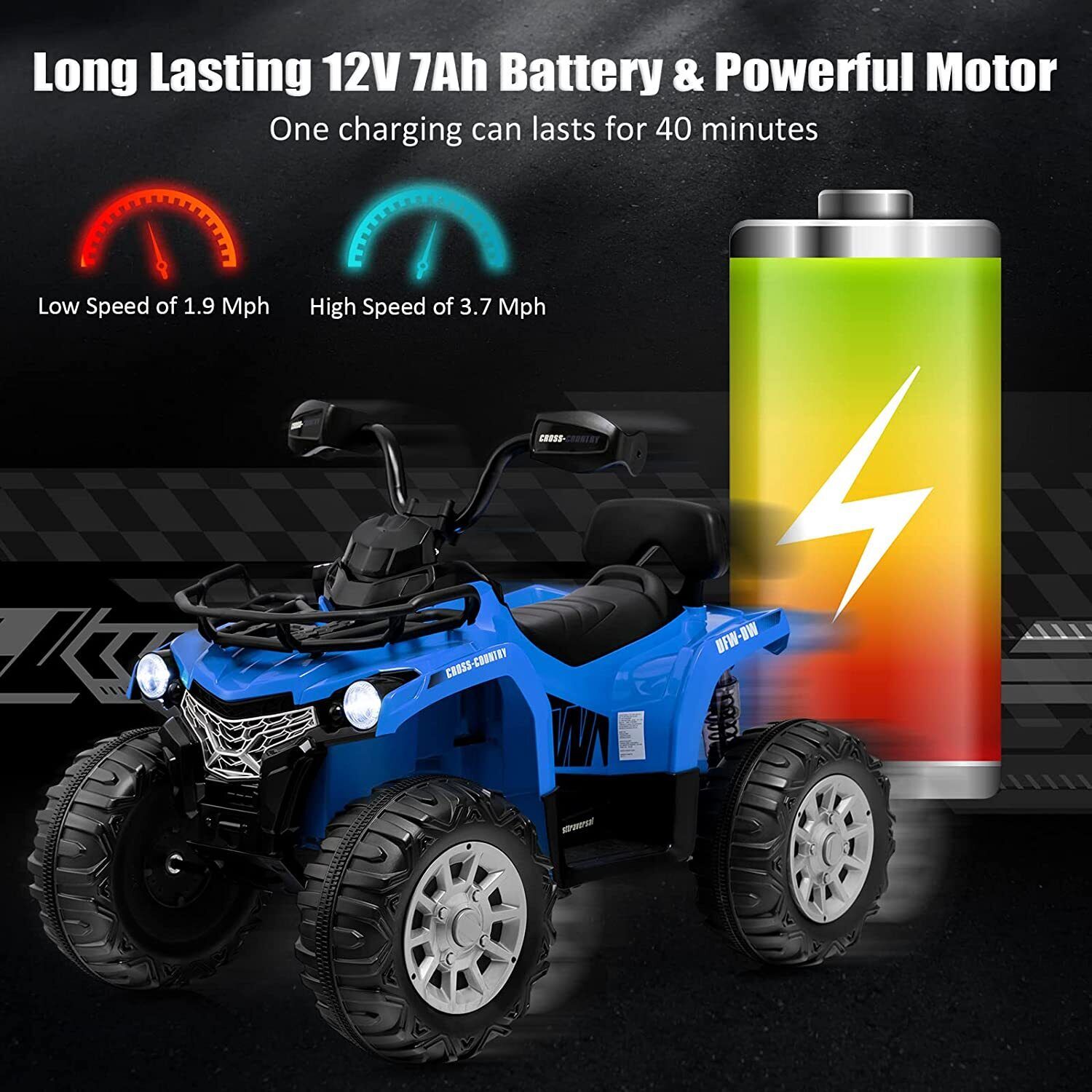 Electric Kids Ride on Beach ATV Truck with Music and Lights - 12V Rechargeable Toy