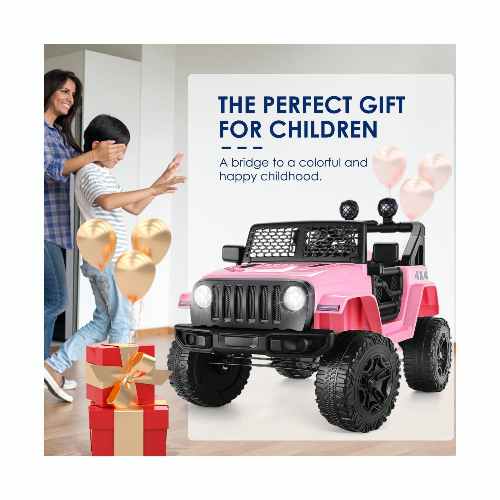 12V Electric Ride-On Car for Kids with Remote Control and 3 Speed Options