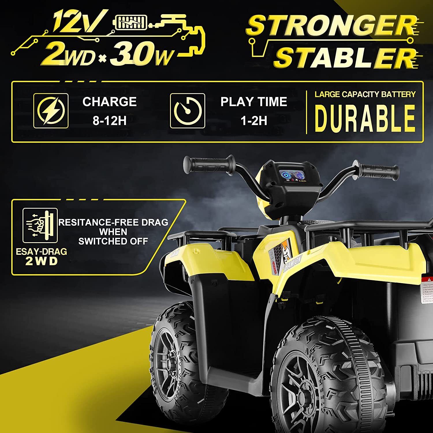 Electric Kids Ride-On Car Truck with Bluetooth and Spring Suspension - 2 Speed Options