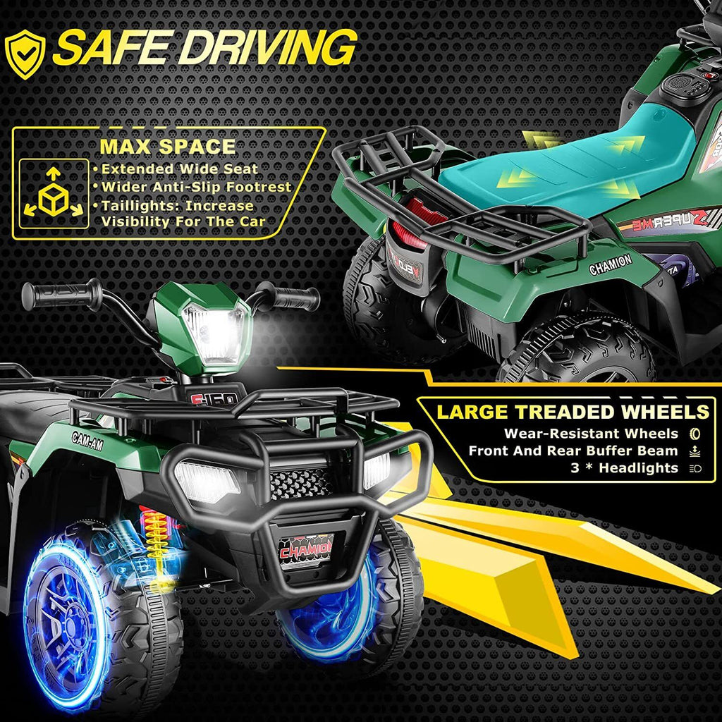 Electric ATV 4-Wheeler for Kids with LED Lights and Music - 12V Battery Powered