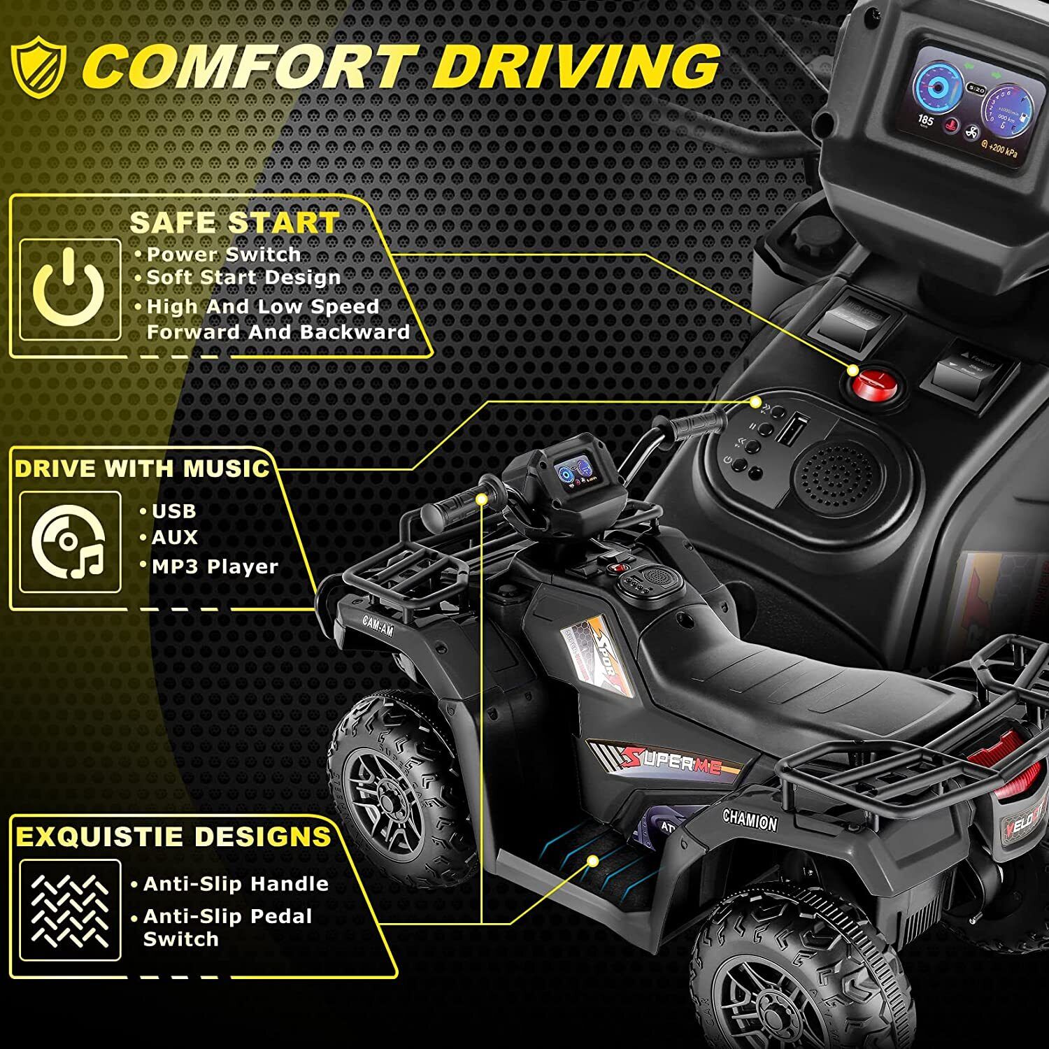 Electric Ride-On Vehicle with Dual Speed Options and LED Lights
