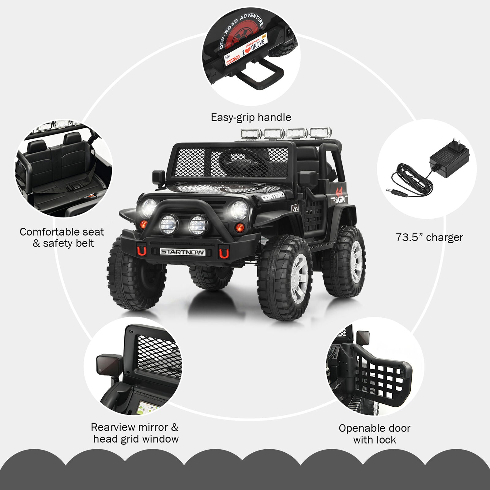 Electric Kids Ride On Car Truck with MP3 and Remote Control - Black