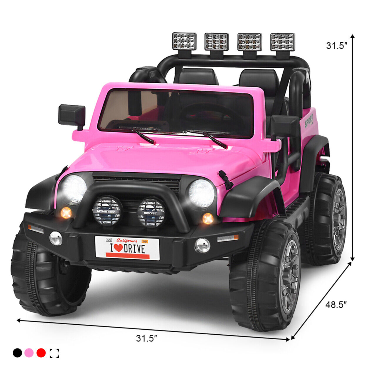 Electric Kids Ride On Car with Remote Control and Music - Storage Box Included