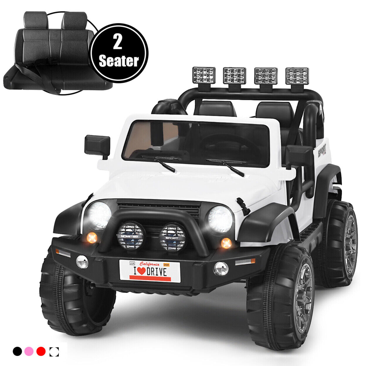 Electric Kids Ride On Car with Remote Control and Music - Storage Box Included