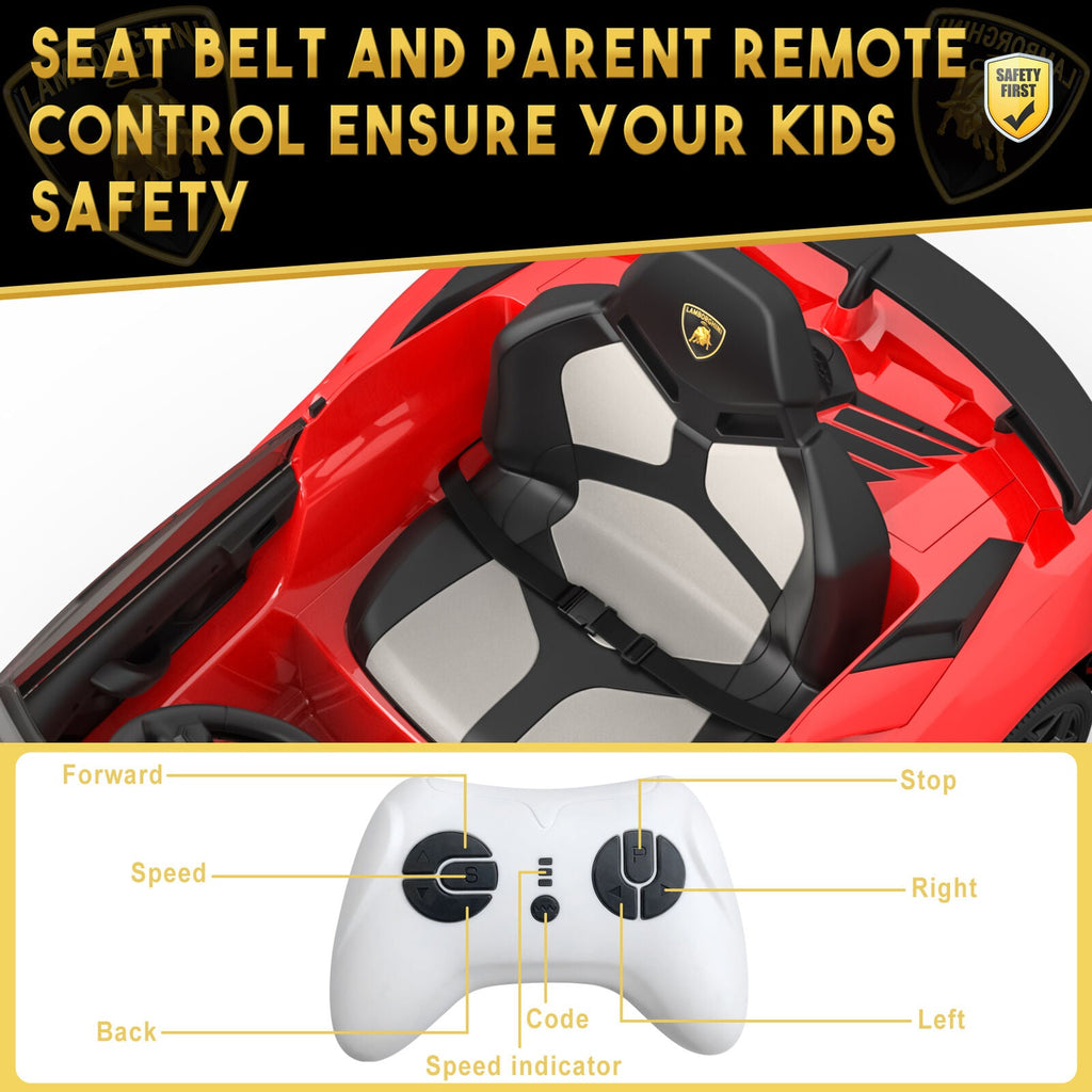 Electric Kids Ride On Car with Remote Control, LED Light, and Music - 12V Battery Powered