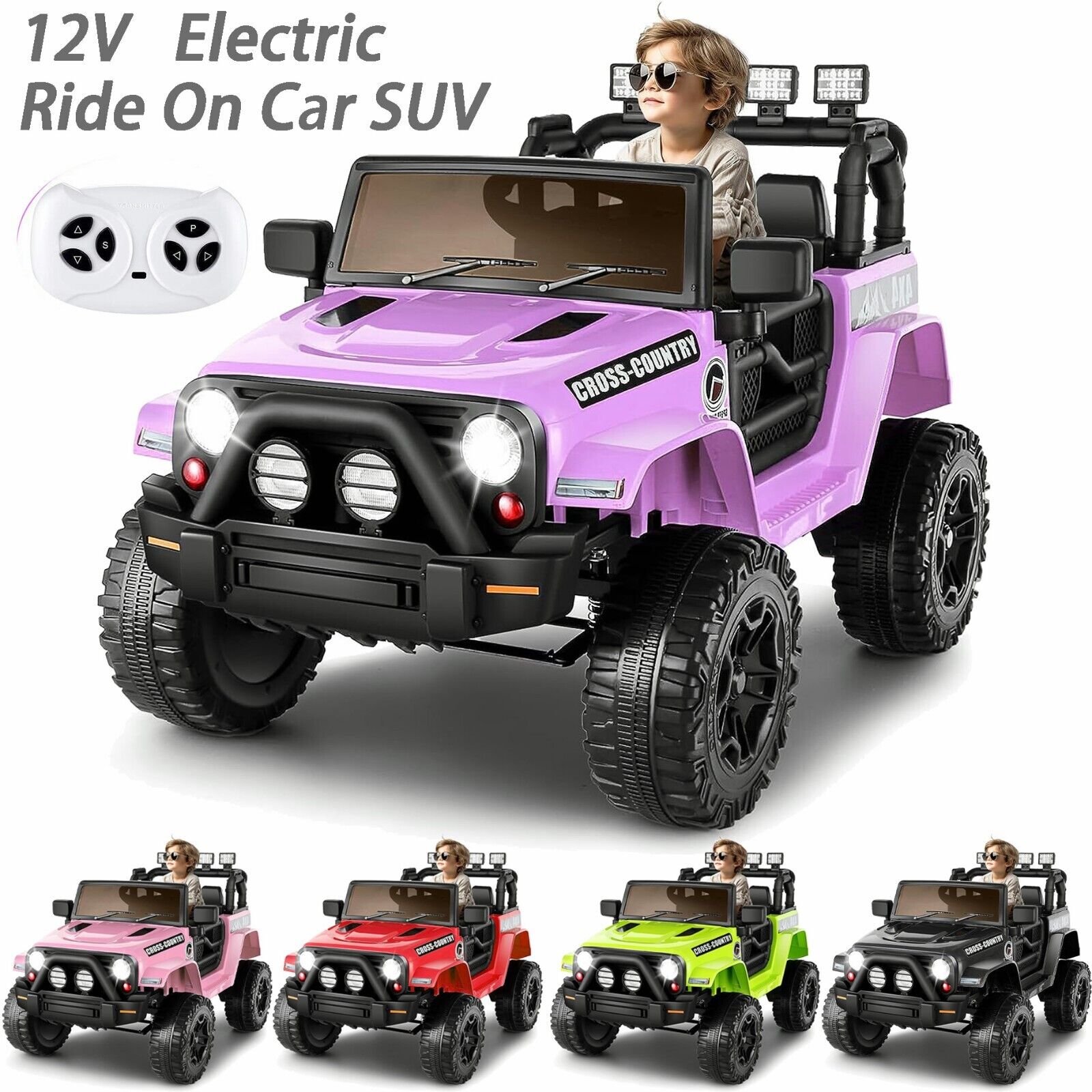 Electric Ride-On JEEP Toy Truck for Kids with Remote Control and 2 Seats - 12V, 4 Wheels