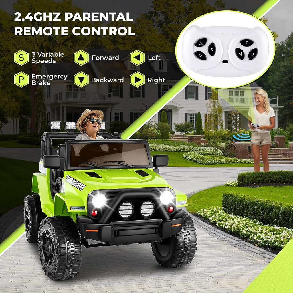 Electric Ride-On Car for Kids with Parent Remote Control and 3 Speed Options