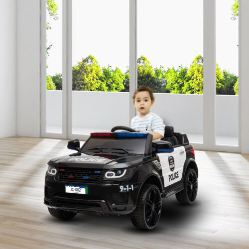 Electric Kids Ride On Police SUV with Remote Control and Music - Black