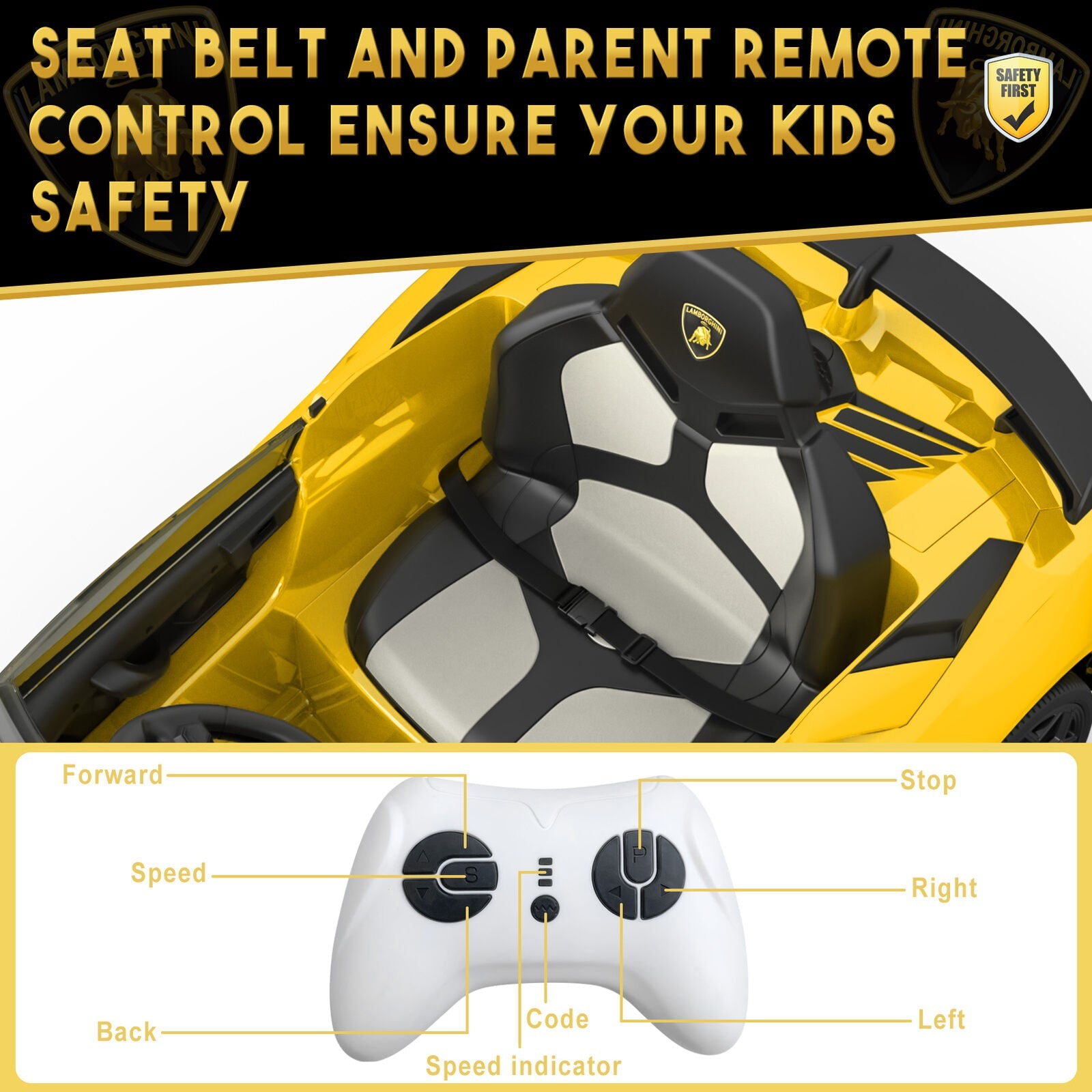 Electric Kids Ride On Sports Car with Remote Control, Music, and LED Lights - Perfect Gift for Kids!