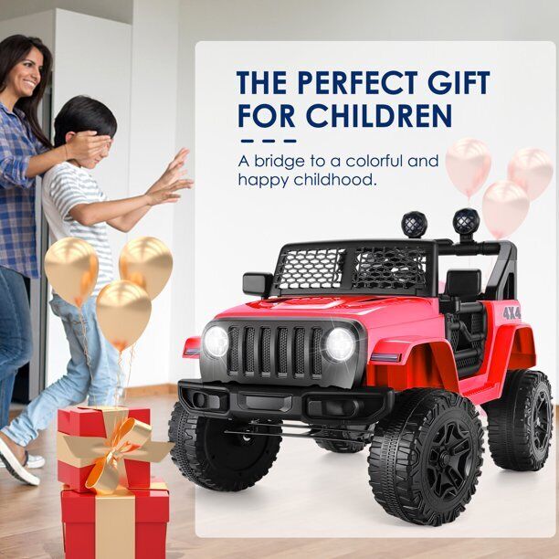 12V Electric Kids Ride on Truck with Remote Control, LED Lights, and Music