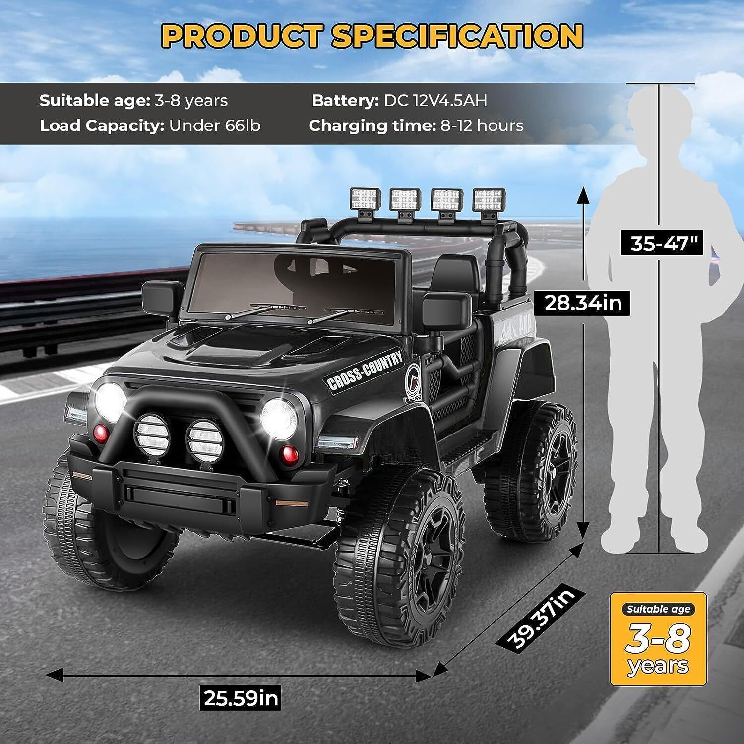 Electric Lamborghini Ride-On Car for Kids with Remote Control - 24/12V Truck Toy