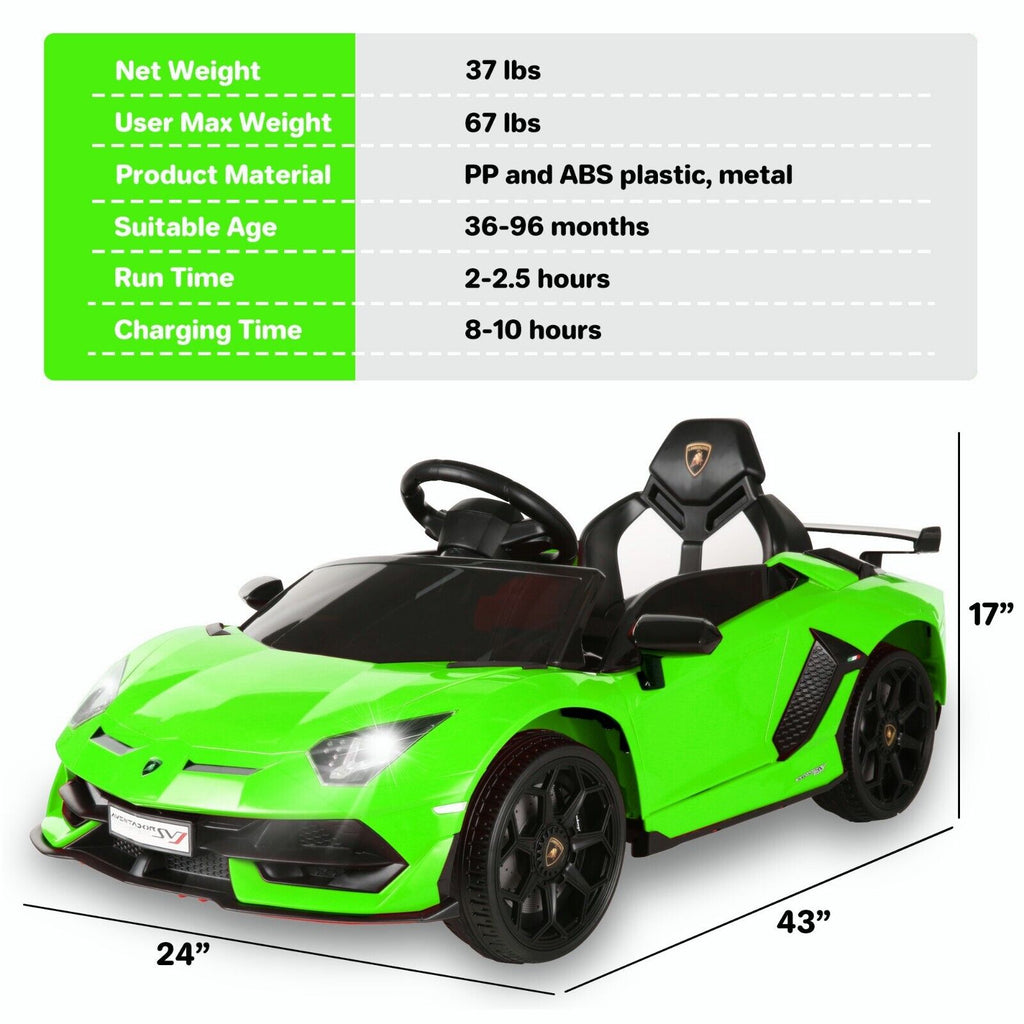 Remote Control Lamborghini Electric Car for Kids - 24/12V Ride-On Truck
