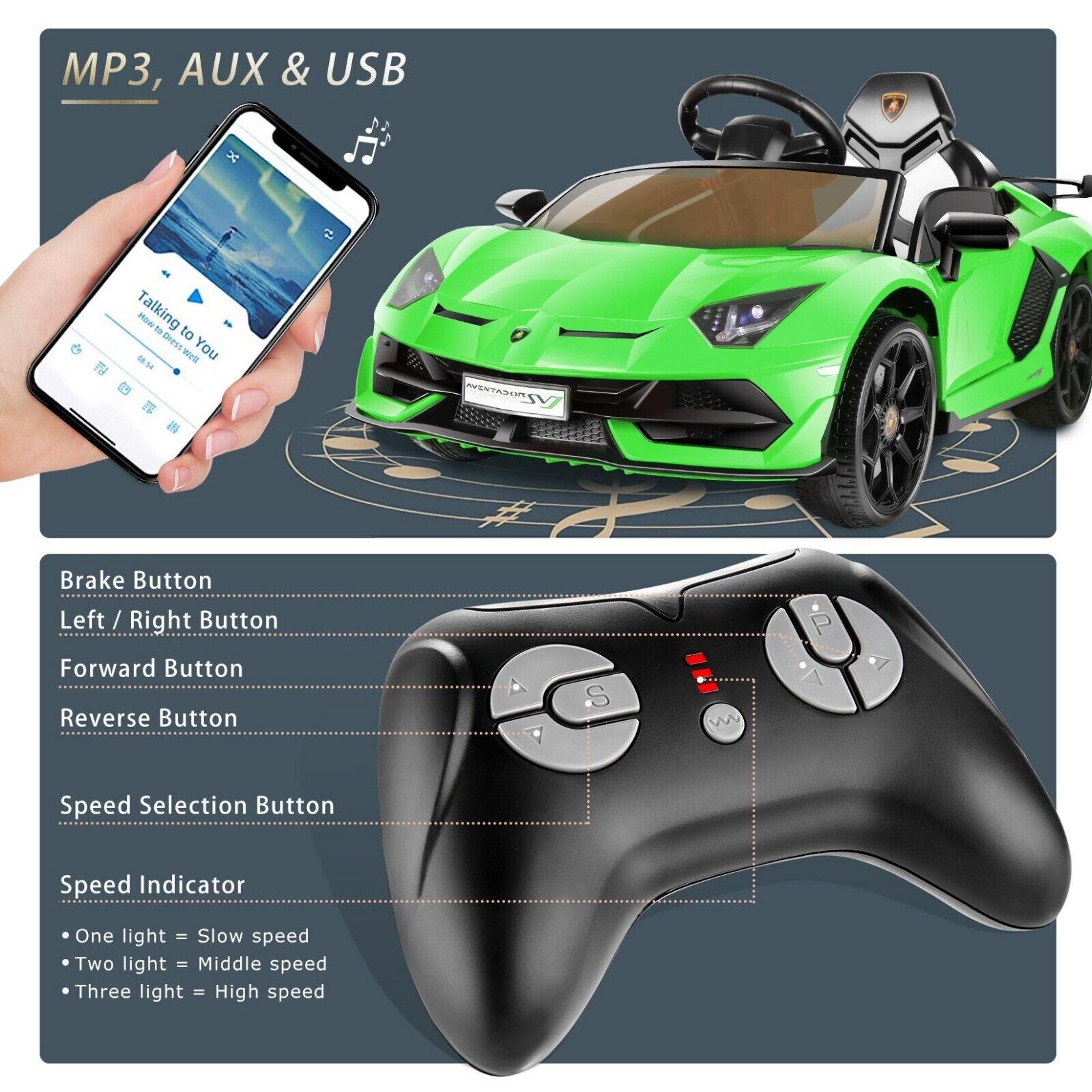 12V Licensed Lamborghini Aventador Electric Ride-On Sports Car for Kids