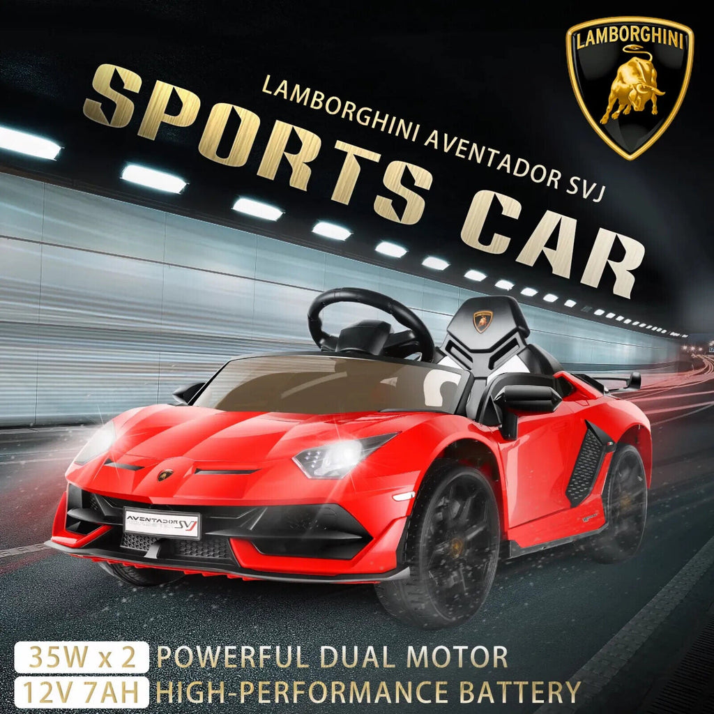 Licensed Lamborghini Electric Ride On Car with 3 Speeds, Headlights, and Hydraulic Doors - 12V